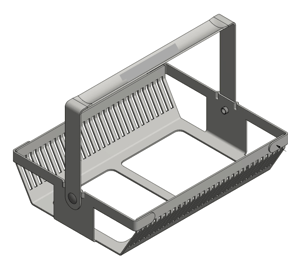 这个定制的载玻片篮在金属板的侧面使用一系列狭窄的槽来容纳显微镜载玻片。伟德国际娱乐电脑网页